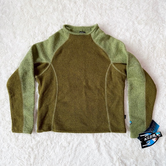 NWT Kuhl Woman Green Fleece Pullover Mock Neck Sweater MEDIUM Outdoor Hiking - Picture 1 of 7
